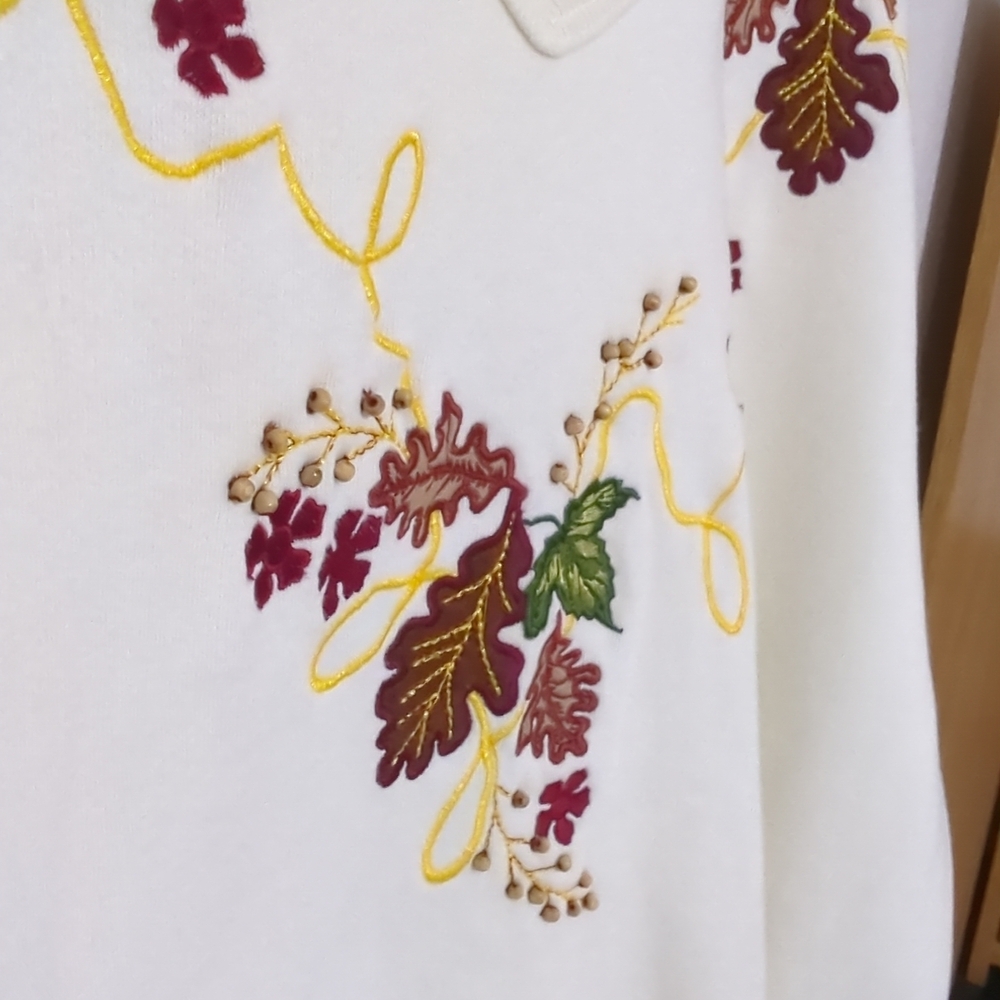 Bobbie brooks 90s autumn Harvest Sweatshirt  Embroidered 26/28W Grandmacore Y2k